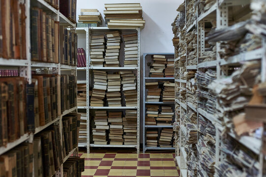 Collection of books and newspapers at National library, Maputo, Mocambique