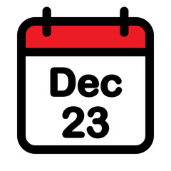 Twenty third December calendar icon