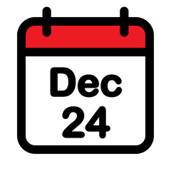 Twenty fourth December calendar icon