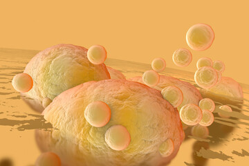 3D Rendered Illustration, visualization of Fat Cells clogging together in the human body