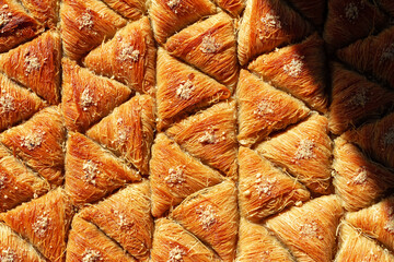 Top view food pattern texture of Turkish baklava