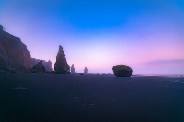 Three Sisters beach in the evening, North Island, New Zealand