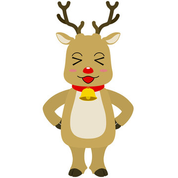 recommend clip art: トナカイのキャラクターのイラスト（笑顔）