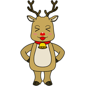recommend clip art: トナカイのキャラクターのイラスト（笑顔・アウトラインあり）