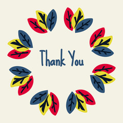 Cute cartoon design of leaves frame. Hand drawn wreath in flat style great for social media posts, banners, poster, cards.