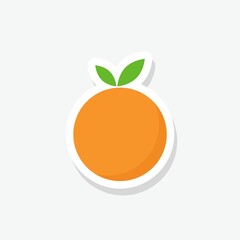 Orange fruit sticker icon isolated on white background