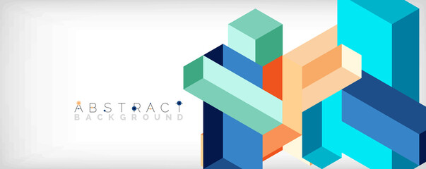 Abstract background. 3d cubes, cubic elements and blocks. Techno or business concept for wallpaper, banner, background, landing page