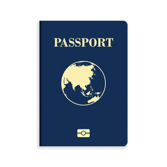 International biometric blue passport isolated on white background
