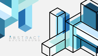 Obraz premium Abstract background. 3d cubes, cubic elements and blocks. Techno or business concept for wallpaper, banner, background, landing page