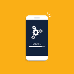 System software update, data update or synchronize with progress bar on the screen.