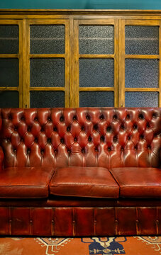 Leather sofa in a vintage furniture shop