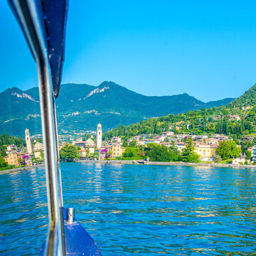 Italy, Lombardy, Salo, Lake Garda, ferry, reflection