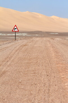 Namibia, Directional road sign in middle of desert