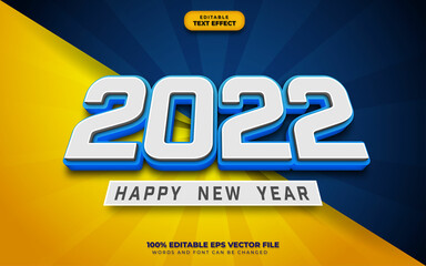 Happy New Year Silver Blue 3D Editable Text Effect