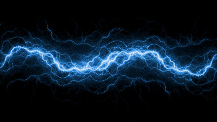 Blue fractal lightning background, electrical abstract