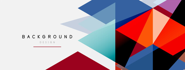 Obraz premium Color triangles composition, geometric abstract background. Techno or business concept, pattern for wallpaper, banner, background, landing page