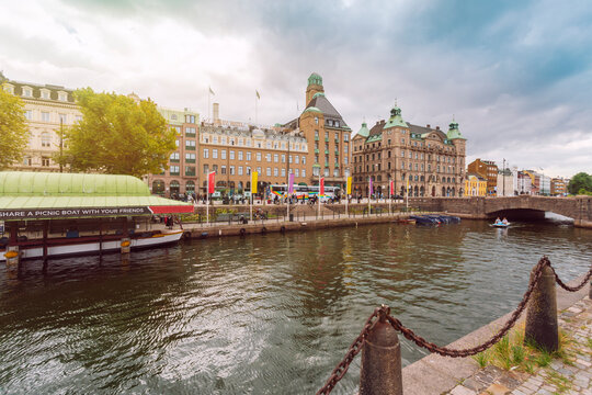 Central station by canal in Malmo city