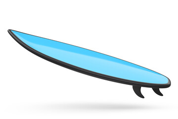 Realistic blue surfboard for summer surfing isolated on white background.