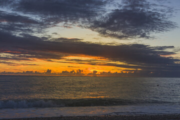 beautiful view of the sunset and the sea