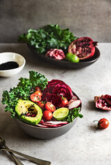 Avocado  with Kale and Beet Salad