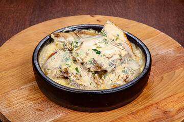 Tasty roasted chicken with cream