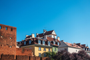 Street view of downtown in Warsaw, Poland