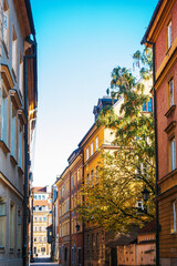 Street view of downtown in Warsaw, Poland