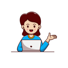 woman vector illustration design sitting working with laptop
