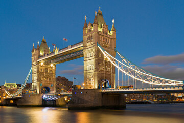 UK, London, Tower Bridge at night