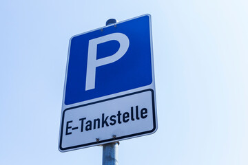 Sign of parking area with Electric Vehicle Charging Station