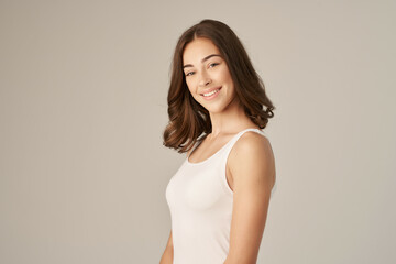 Obraz premium cheerful woman posing glamor cosmetics Studio Lifestyle
