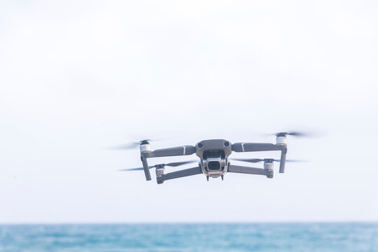 Portugal, Algarve, Sagres, drone flying above the sea