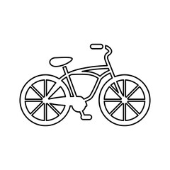 Fototapeta na wymiar The bike icon. A wheeled vehicle driven by the muscular force of a person through foot pedals. Sports equipment. Vector illustration isolated on a white background for design and web.