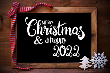 Chalkboard, Christmas Decoration, Tree, Merry Christmas And A Happy 2022