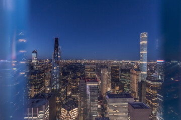 Skyline at blue hour with 432 Park Avenue skyscraper, Manhattan, New York City, USA