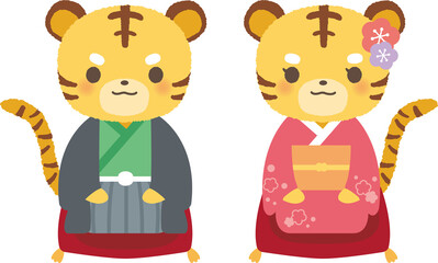 着物で座布団に座る寅