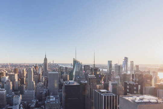 Skyline at sunset, Manhattan, New York City, USA