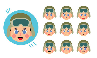 Military. Human character for your scenes. Character ready for animation. Funny cartoon. The set for the character animation.