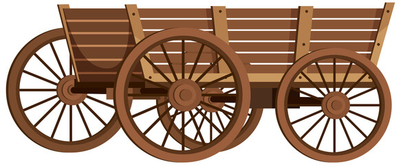 Medieval wooden wagon on white background - obrazy, fototapety, plakaty