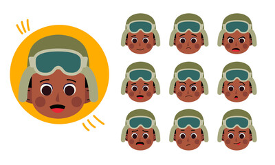 Military. Human character for your scenes. Character ready for animation. Funny cartoon. The set for the character animation.