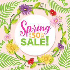 Floral spring banner template