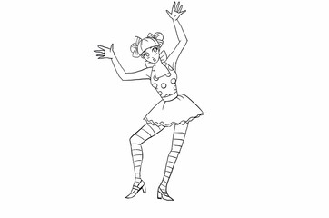 Illustration of a comedienne dancing