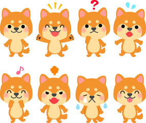 Obraz na płótnie Canvas 柴犬のキャラクターのイラストセット