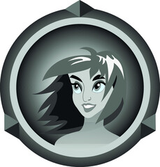 the icon with a portrait of a girl on a white background