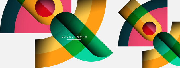 Geometric abstract background. Round shapes, circles, lines composition for wallpaper banner background or landing page