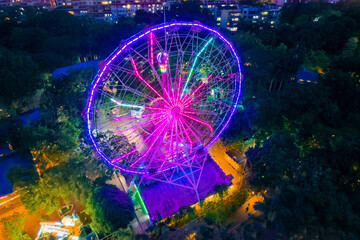 Night view of Nanhu amusement park in Nanning, Guangxi