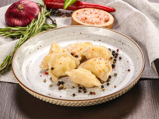 Varenyky dumplings with mashed potato