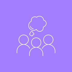 Group therapy line icon concept. Group of people discussing on psychotherapy session outline stroke element. Psychologist counseling. Anxiety, disorder, depression. Editable stroke vector illustration
