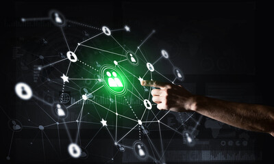 Creating modern wireless technologies as means of communucation and networking on dark background