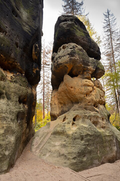 Germany, Saxony, Eroded part of&Ocirc;&oslash;&Omega;Schrammsteine rock formation